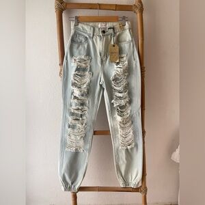 ✨ Vibrant Light Blue Distressed Jogger Jeans – Trendy & Comfortable ✨